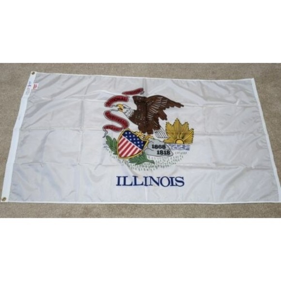 Dettra Flag State Of Illinois - 3' x 5' - Dura-Lite Nylon Made In USA New W/ Box - Picture 1 of 5
